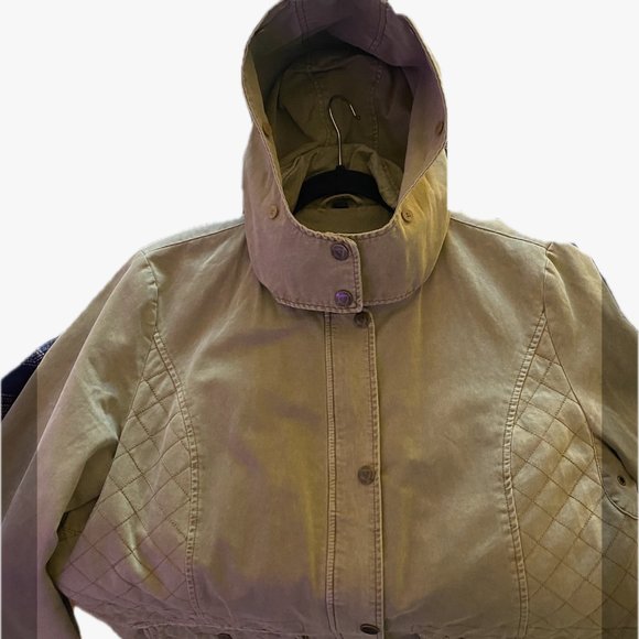 😊Guess Army Style Utility Jacket Cotton Chore Coat Zip Snap Hood Pockets Size M - Picture 6 of 16